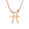Rose gold Pisces zodiac sign pendant on a delicate stainless steel necklace - Pisces - Rose Gold