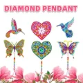 DIY 5D Diamond Painting Pendant Kit with Crystal Hummingbird and Butterfly Designs - DZ-35 Hummingbird/Heart/Butterfly Group