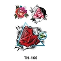 Waterproof temporary tattoo stickers with assorted rose flower and geometric designs - Th-166 / 210*148mm