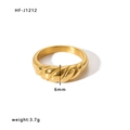 18k gold plated stainless steel croissant ring with polished twisted wave pattern - US 6 / Gold (HF-J1212)