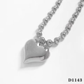 Polished silver stainless steel ball chain necklace with a 3D heart-shaped pendant - Silver Heart Bead Necklace (D1143)