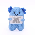 Blue crochet axolotl plush with positive message card for desktop decoration - Standing Axolotl Water Blue Body Blue P Card
