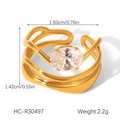 Detailmessung des Gold-Zirkon-Rings mit Breite 1,93 cm und Höhe 1,42 cm angezeigt - Ovaler Zirkonia Offener Ring (HC-R30497)