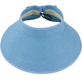 Visiera parasole in paglia azzurra a tesa larga con sommità aperta pieghevole per estate - M (56-58cm) / Celeste