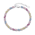 S925 sterling silver bracelet featuring vibrant multi-colored square-cut zircons - 925 Silver / Square Colorful Combination (DY150243)