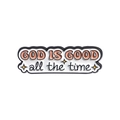 Spilla smaltata bianca e nera con scritta God Is Good e stelle per zaini - GOD IS GOOD