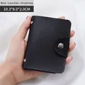 Black Saffiano leather card holder with 24 slots and silver buckle closure - 24 Slots / Cross-grain Black