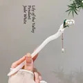 Jade white lily of the valley tassel hairpin with green leaves and pearl pendant - 90# Lily of the Valley Pendant - Jade White