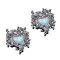 Silver alloy heart-shaped iridescent charm with rhinestone border in baroque style - Style 09 Rhinestone Heart (17x17mm) / Silver AB