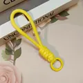 Bright yellow braided nylon phone strap with round spring buckle keychain 12cm - Yellow