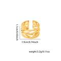 Detail showing 1.1cm height and 1.9cm diameter of 18k gold plated olive leaf ring - Olive Leaf Texture (#0260)
