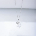 S925 sterling silver gold plated rhombus star pendant necklace with cubic zirconia - 925 Silver / White