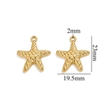Golden starfish pendant in stainless steel for DIY jewelry making 23mm x 19.5mm size - Gold Starfish-520