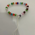 Colorful crystal bead phone strap with white tassel and rhinestone bead charm - Colorful Crystal Tassel