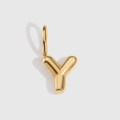 14K gold plated 3D bubble letter Y charm pendant for DIY handmade jewelry making - Letter Y / Gold