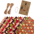 Christmas gift wrapping paper set with Santa patterns, twine, tape and kraft paper tags - Set