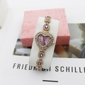 Montre à quartz élégante en forme de cœur plaquée or avec pierres mauves et diamants - Or Rose Violet