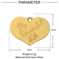 Detail of heart pendant with 'My Wonderful Life' engraving and size specifications - My Wonderful Life (VG949)