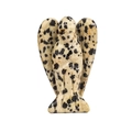 Dalmatian Jasper hand-carved angel figurine with natural black spotted patterns - Spotted Stone