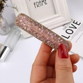 Pasador de pelo rectangular con cristal rosa y borde dorado de estilo vintage - Estilo 18 [Cristal Rosa]