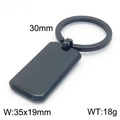 Matte black stainless steel rectangular dog tag keychain with 30mm ring size - Black Matte Rectangle Plate Style (KY1421-Z)