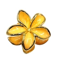 Translucent yellow frangipani flower hair claw clip with golden metallic edges - Gold Rim Plumeria [Orange]