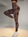 Mallas de yoga tie-dye marrón y negro de talle alto con detalles de calados laterales - S / café