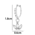 Silver copper earring clip with cubic zirconia floral wing and 1.8cm size detail - Flower Style (2625-3#) / Silver