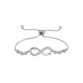 Classic silver zirconia infinity bracelet with adjustable slider clasp and heart accents - Lace Infinity Symbol / Lace Figure-eight Silver