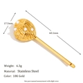 Especificaciones detalladas de tamaño de la pinza de acero inoxidable bañada en oro 18K - Perla de Corazón (H11053) / Dorado