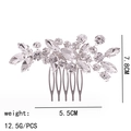 Detailed view of silver bridal hair comb with dimensions 5.5cm width and 7.8cm height - 1 Piece / H-2004 Silver (Single)