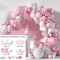 107pcs Pink and White Balloon Arch Kit with Rose Gold Confetti and Assembly Tools - Pink Set 01