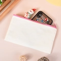 Off-white canvas zipper pouch with vibrant pink zipper closure and durable texture - 21*12 Pink