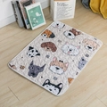 Quilted beige dog mat with cartoon dog prints on light wood floor background - 40*30cm / Dog Party