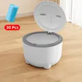 White pet waste bin with gray lid and 30 blue garbage bags on wood floor - Grey + 30 Trash Bags (1 Roll) / Gray