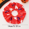 Elastico per capelli Halloween in raso rosso con stampe di fantasmi e cappelli da strega - Fantasma Rosso