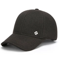Dunkelbraune Woll-Baseballkappe mit Ohrenschutz und silbernem Logo für Herren - Kaffeebraun