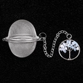 304 stainless steel tea infuser with light blue crystal tree of life pendant decor - Aquamarine