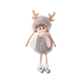 Grey plush Christmas reindeer doll ornament with silver sequins and rope limbs - Snowflake / Gray
