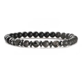 Bracciale di perline occhio di tigre e nero opaco con distanziatori in metallo su bianco - 6 mm / Nero Opaco + Labradorite