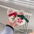 Christmas snowman pendant made of white felt with scarf and snowflake details, 12x12cm - Christmas Snowman with Red Scarf