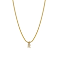 Golden R letter pendant snake chain necklace with sparkling white diamonds - Letter R