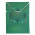 Detail of silver snowflake pendant necklace on a decorative holiday display card - Snowflake Green Card (YH6494) / Silver