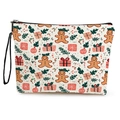 Borsa per cosmetici natalizia con motivo omino di pan di zenzero e cinturino da polso - Canapa fine / Motivo Omino di Pan di Zenzero (Stile 1) / 17*25cm (Con Cinturino)