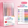 Set of 8 colorful glitter gel pens with 1.0mm tips for high-shine sparkling writing - 8 Colors/Box