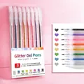 Set of 8 colorful glitter gel pens with 1.0mm tips for high-shine sparkling writing - 8 Colors/Box