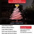 Pink hand-drawn Christmas tree window static sticker with red heart and greeting - Small / Sduv-473
