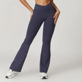 Pantaloni da yoga svasati viola scuro a vita alta incrociata a V con effetto lifting - S / Grigio Blu