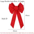 Fiocco di Natale rosso fatto a mano con stelle e lune dorate, misura 40cm x 26cm - Stile D Fiocco a Doppio Strato 10 Angoli