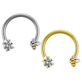 Anelli per setto a forma di U in acciaio con zirconi e ciondoli a ape in oro e argento - #5 Zirconia Singolo Ape (Placcato Argento)
